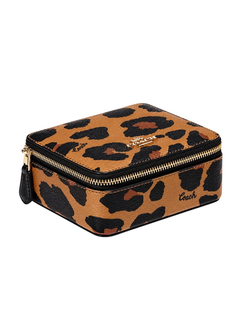 Coach Leopard Print Coated Canvas Jewelry Box